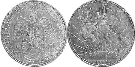 Mexico coin 1 peso 1910 (1910, 1911, 1912, 1913, 1914)
