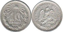 Mexico coin 10 centavos 1905 (1905, 1906, 1907, 1909, 1910, 1911, 1912, 1913, 1914)