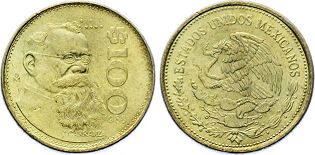 Mexico coin 100 pesos 1988
