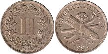 Mexico coin 2 centavos 1883