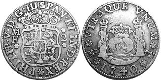 Mexico coin 2 reales 1740