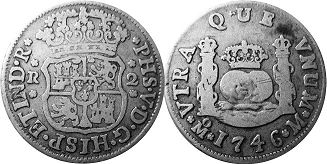 Mexico coin 2 reales 1746