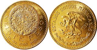 Mexico coin 20 pesos 1959