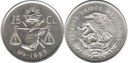 Mexico coin 25 centavos 1953