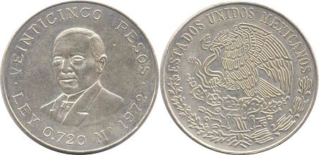 Mexico coin 25 Pesos 1972 Benito Juárez