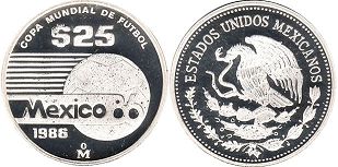 Mexico coin 25 Pesos 1986 Soccer world cup