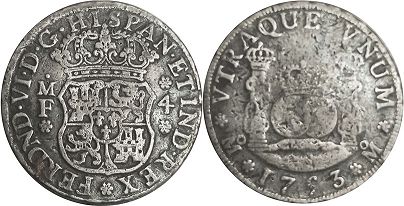 Mexico coin 4 reales 1753