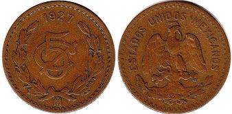 Mexico coin 5 centavos 1927 (1914, 1915, 1916, 1917, 1918, 1919, 1920, 1921, 1924, 1925, 1926, 1927, 1928, 1929, 1930, 1931, 1933, 1934, 1935)