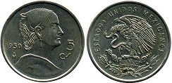 Mexico coin 5 centavos 1950