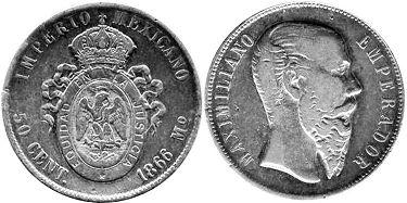 Mexico coin 50 centavos 1866