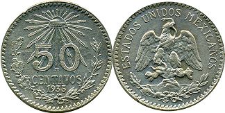 Mexico coin 50 centavos 1935