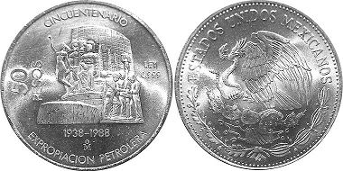 Mexico coin 50 Pesos 1988 Nacionalización of la industria petrolera
