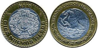 Mexico coin 10 pesos 1993