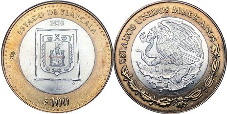 Mexico coin 100 Pesos 2003 Tlaxcala
