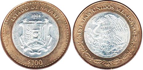 Mexico coin 100 Pesos 2004 Nayarit