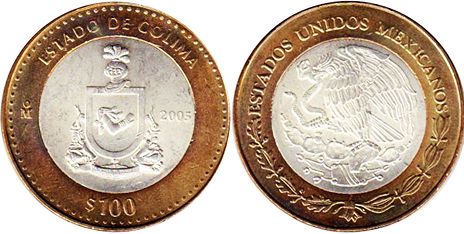 Mexico coin 100 Pesos 2005 Colima