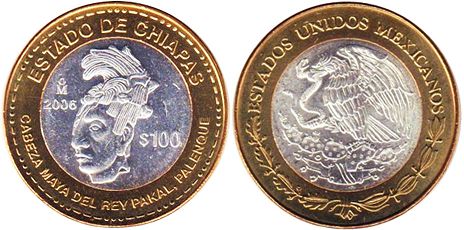 Mexico coin 100 Pesos 2006 Chiapas