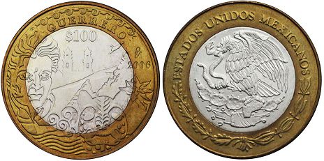 Mexico coin 100 Pesos 2006 Guerrero