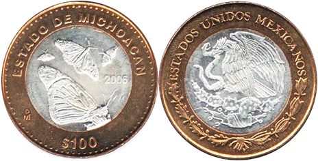 Mexico coin 100 Pesos 2006 Michoacan