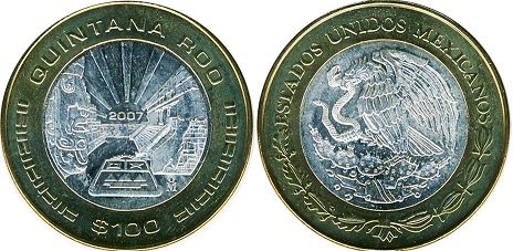 Mexico coin 100 Pesos 2007 Quintana Roo