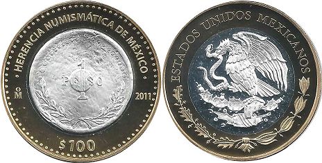 Mexico coin 100 Pesos 2011 bolita 