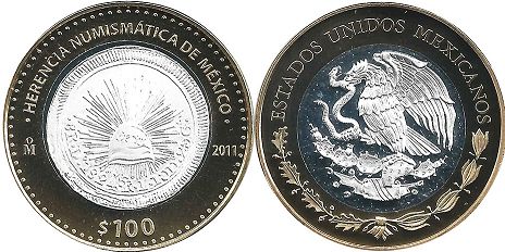 Mexico coin 100 Pesos 2011 Resplandor republicano