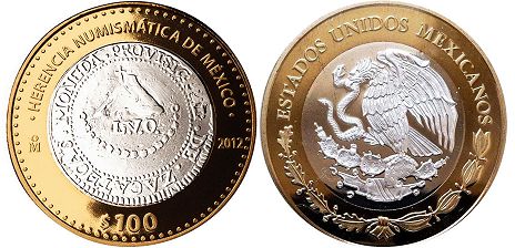 Mexico coin 100 Pesos 2012 realista
