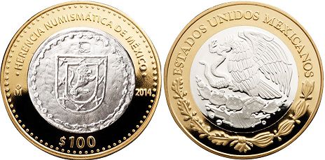 Mexico coin 100 Pesos 2014 león grande