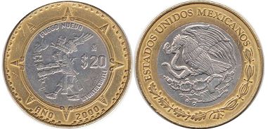 coin Mexico 20 pesos 2000