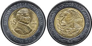 Mexico coin 5 pesos 2008 Miguel Ramos Arizpe