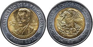 Mexico coin 5 pesos 2008 Francisco J. Múgica