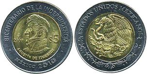 Mexico coin 5 pesos 2009 Agustín of Iturbide