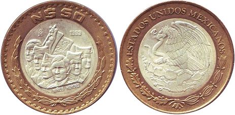 Mexico coin 50 pesos 1993
