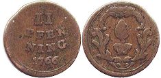 Münze Augsburg 2 Pfennig 1766