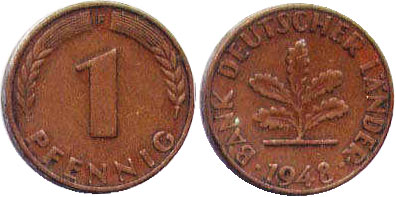 Coin Deutschland 1 Pfennig 1948