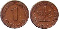Münze Deutschland 1 Pfennig 1948
