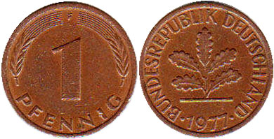 Coin Deutschland 1 Pfennig 1977