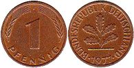 moneta Germany 1 pfennig 1977