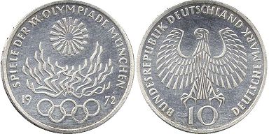 Münze Deutschland 10 mark 1972 Olympische