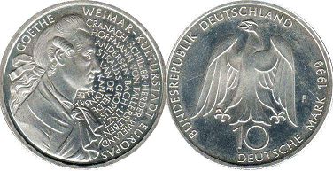 Münze Deutschland 10 mark 1990 Weimar - Kulturhauptstadt Europas