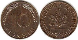 Münze Deutschland 10 Pfennig 1989