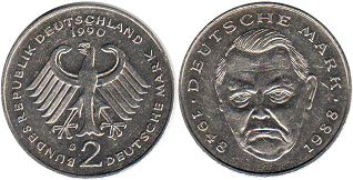 Münze Deutschland 2 mark 1990 Ludwig Erhard