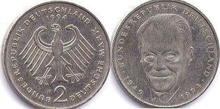 Münze Deutschland 2 mark 1994 Willy Brandt