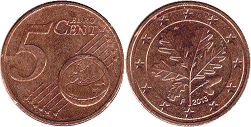 pièce Allemagne 5 euro cent 2013