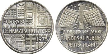 Münze Deutschland 5 mark 1975 Denkmalschutzjahr