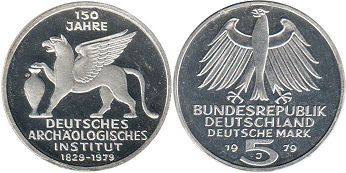 Münze Deutschland BRD 5 mark 1979 Deutschen Archäologischen Institut