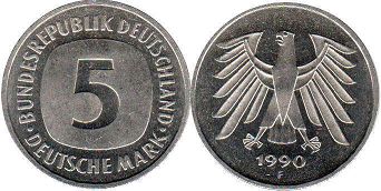 Münze Deutschland 5 mark 1990