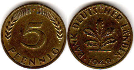 Coin Deutschland 5 Pfennig 1949