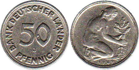 Coin Deutschland 50 Pfennig 1949