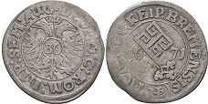 Münze Bremen 1/36 Thaler 1671